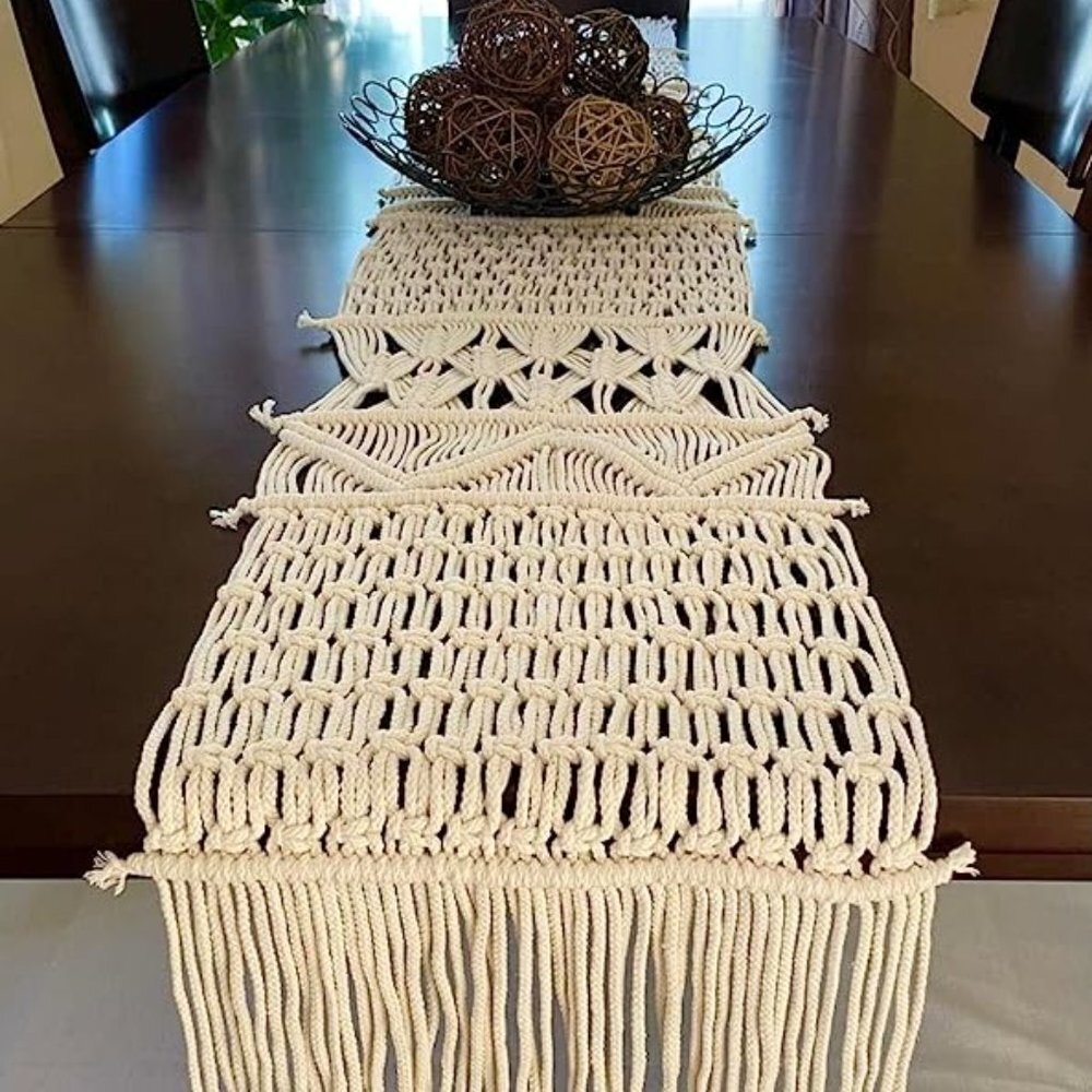 Table Runner Macrame Dining Handwoven Long Bohemian Wedding Party ETC